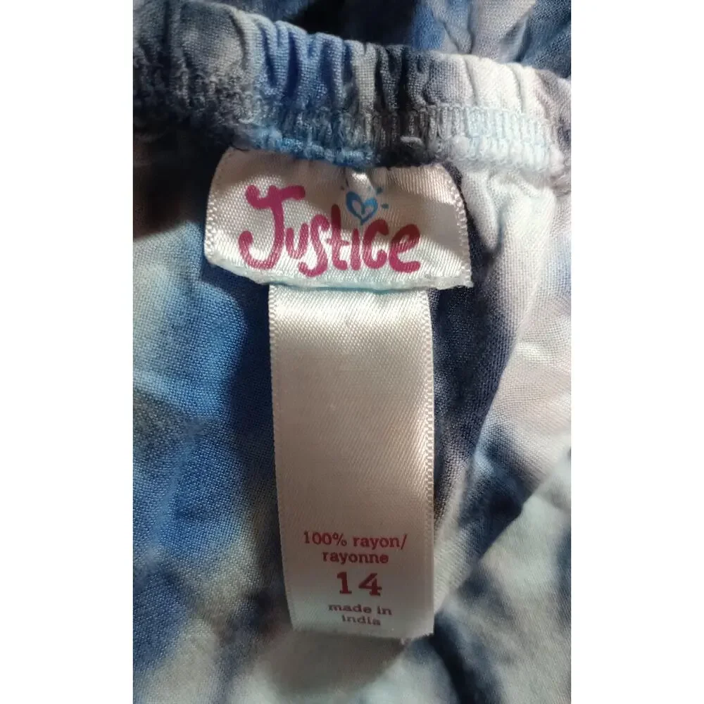 Justice Jumpsuit Girls 14 Tie‎ Dye Sleeveless Wide Leg Ruffle Boho Rayon Summer